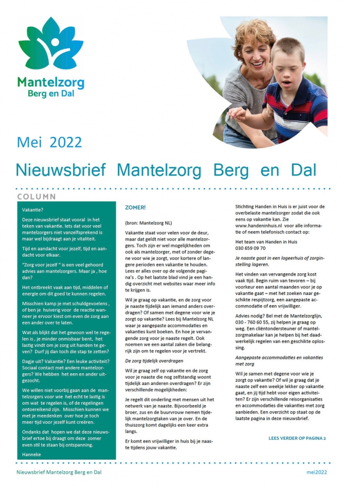 De nieuwsbrief van mei 2022 is uit